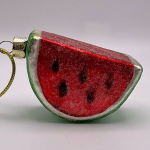 Watermelon blown glass Christmas ornament 3”